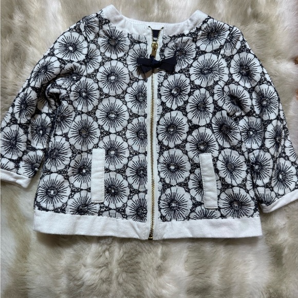 Cynthia Rowley Other - Cynthia Rowley Baby Girl Floral Eyelet Bow Zipper Navy & White Jacket 6-9M